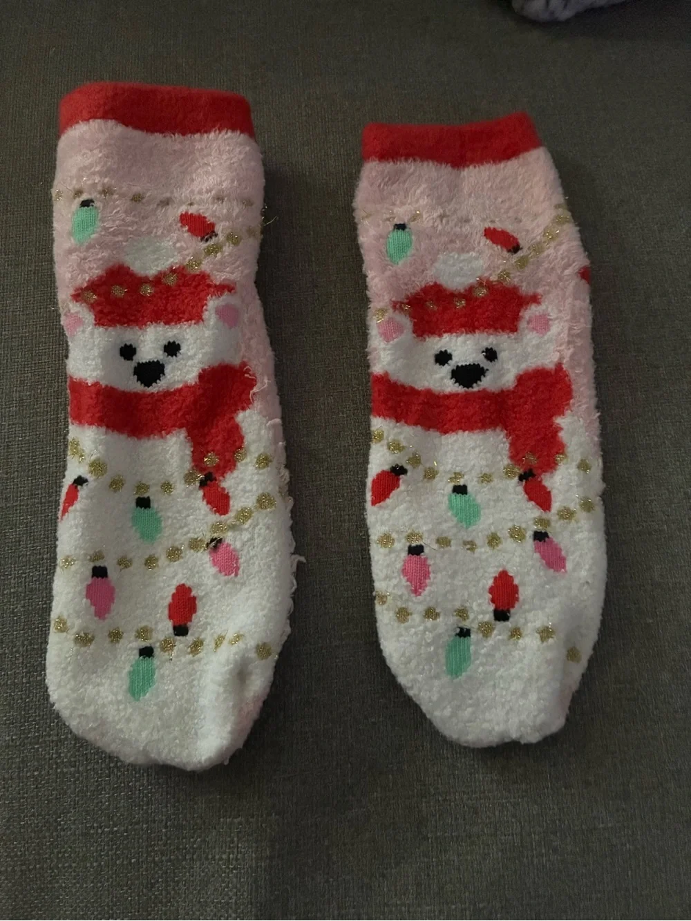 Bath & Body Cozy Pink Bear Holiday Fuzzy Socks